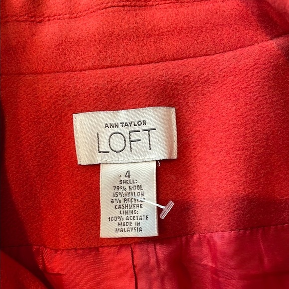 LOFT Orange Pea Coat with Tailored Fit and Prominent Collar - Picture 2 of 9